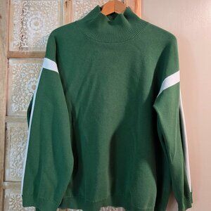 La Ligne x Target Green Mock Neck Ribbed Sweater Size 1X White Stripe